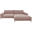 ECKSOFA Ottomane rechts  Badia Base Altrosa Feincord  - Schwarz/Altrosa, Design, Textil/Metall (293/207cm) - Dieter Knoll