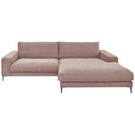 ECKSOFA Badia Base in Feincord Altrosa  293/207 cm  - Schwarz/Altrosa, Design, Textil/Metall (293/207cm) - Dieter Knoll
