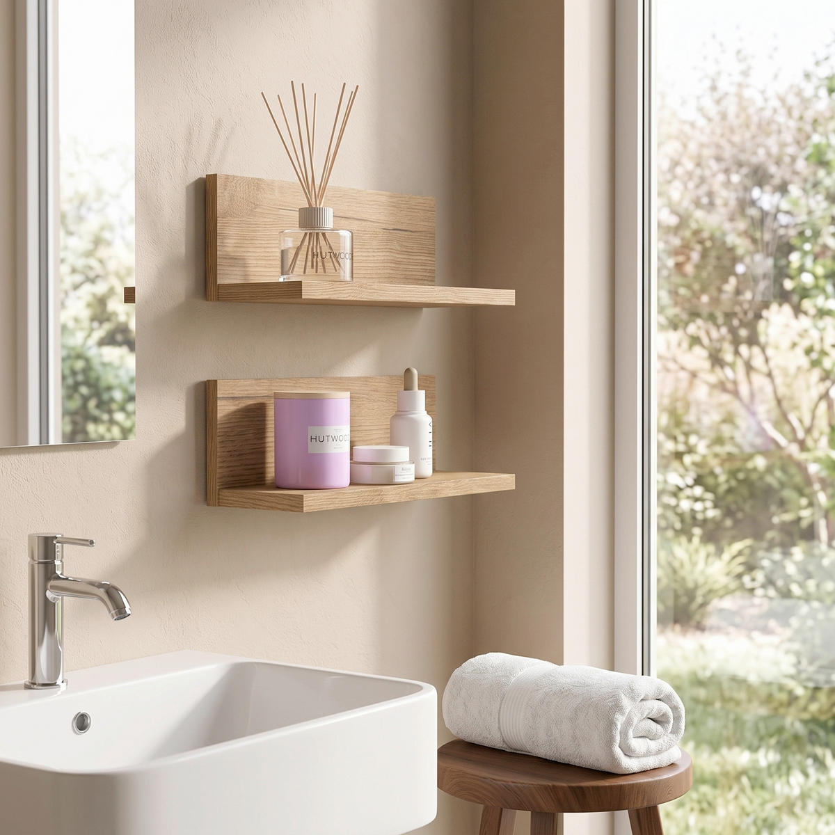 BADEZIMMERREGAL 32/12/14 cm  - Eichefarben, Trend, Holzwerkstoff (32/12/14cm) - MID.YOU