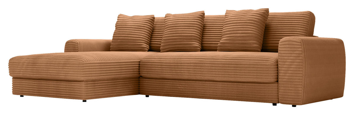 ECKSOFA in Cord Rostfarben  - Rostfarben/Schwarz, Modern, Kunststoff/Textil (182/302cm) - Carryhome
