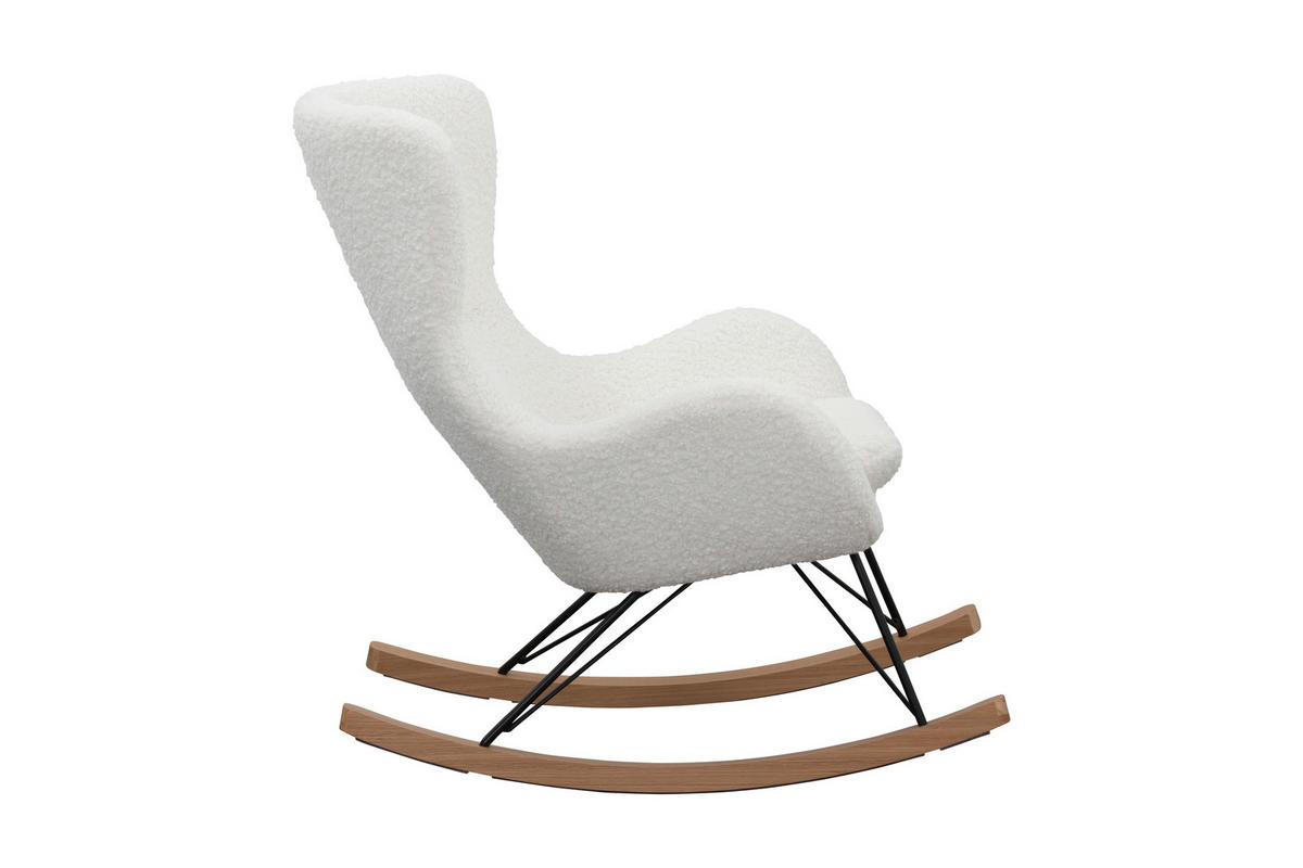 SCHAUKELSTUHL in Teddystoff Weiß  - Eichefarben/Weiß, MODERN, Holz/Textil (75/106/102cm) - Livetastic