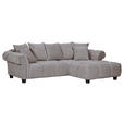 ECKSOFA Grau Plüsch  - Dunkelbraun/Grau, KONVENTIONELL, Holz/Textil (288/190cm) - Carryhome