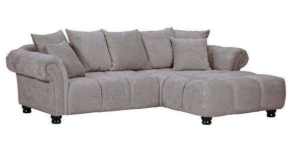 ECKSOFA Grau Plüsch  - Dunkelbraun/Grau, KONVENTIONELL, Holz/Textil (288/190cm) - Carryhome