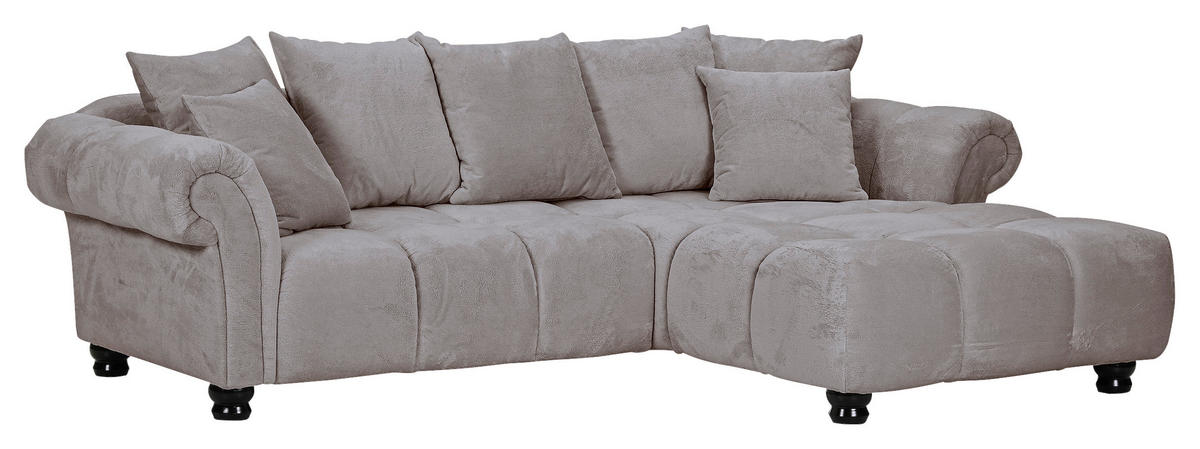 ECKSOFA Grau Plüsch  - Dunkelbraun/Grau, KONVENTIONELL, Holz/Textil (288/190cm) - Carryhome