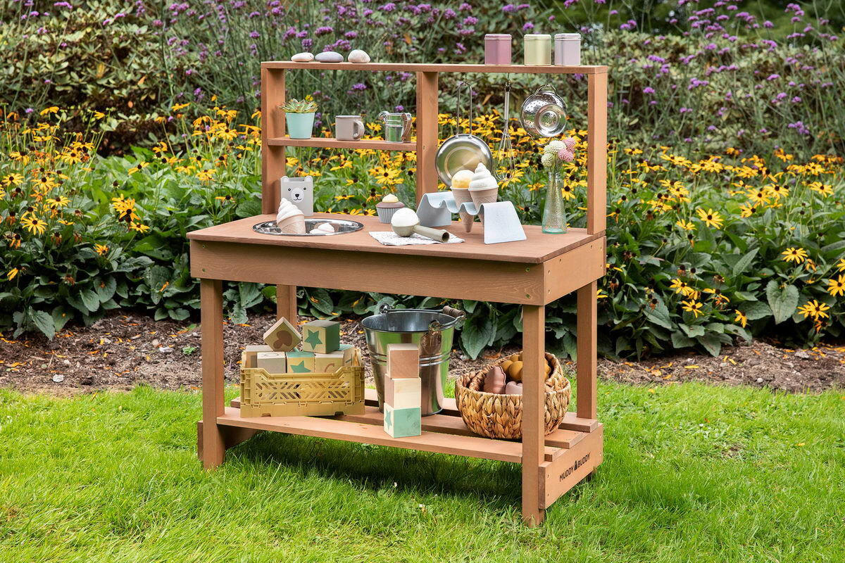 MATSCHKÜCHE Mud Starter  - Braun, Basics, Holz/Metall (80/40/90cm) - MUDDY BUDDY