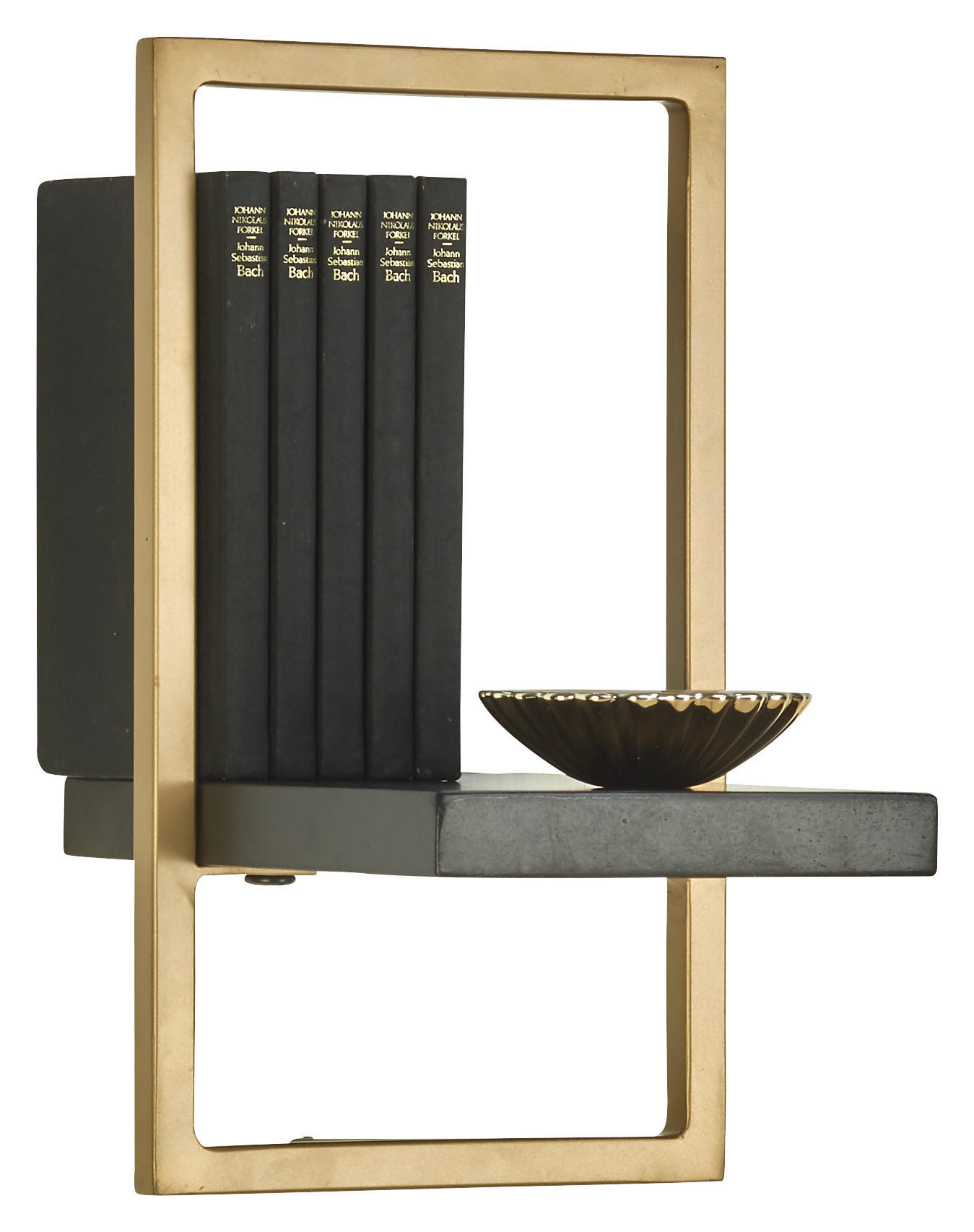 WANDREGAL Akazie massiv Schwarz, Goldfarben  - Goldfarben/Schwarz, Trend, Holz/Metall (20/35/25cm) - Lomoco