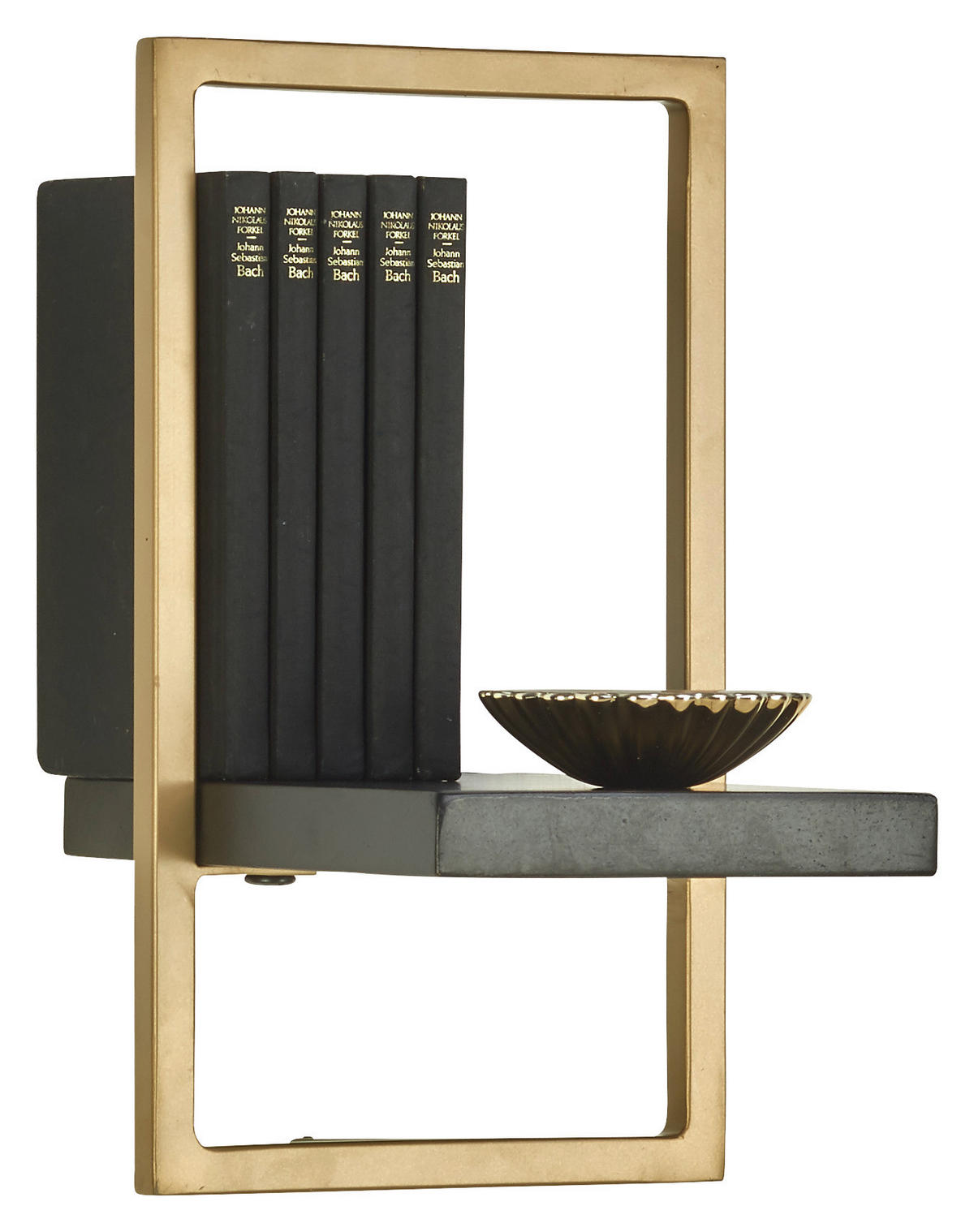 WANDREGAL Akazie massiv Schwarz, Goldfarben  - Goldfarben/Schwarz, Trend, Holz/Metall (20/35/25cm) - Lomoco