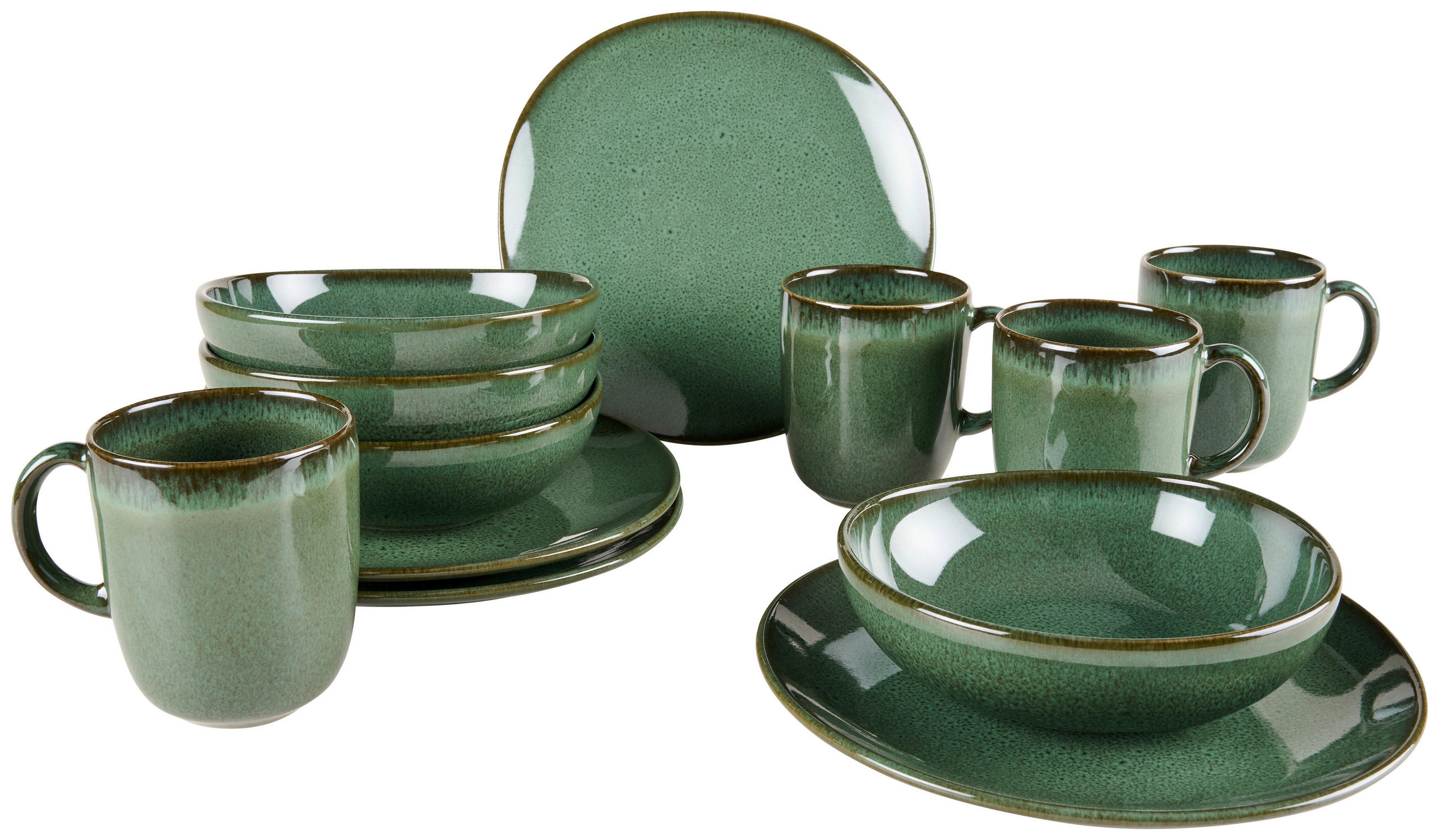 FRÜHSTÜCKSSERVICE Lave vert 12-teilig  - Dunkelgrün, Basics, Keramik (34.5/19.4/32,null) - Villeroy & Boch