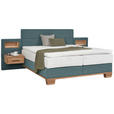 BOXSPRINGBETT 160/200 cm  in Eichefarben, Petrol  - Eichefarben/Petrol, Natur, Holz/Textil (160/200cm) - Valnatura