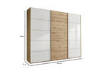 SCHWEBETÜRENSCHRANK 250/236/67 cm 3-türig  - Eiche Bianco/Weiß, Natur, Glas/Holz (250/236/67cm) - Linea Natura