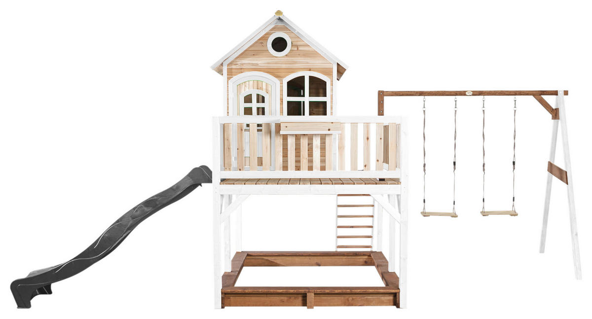 SPIELTURM 613/291/277 cm  - Braun/Weiß, KONVENTIONELL, Holz (613/291/277cm) - Ambia Garden