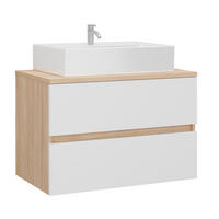UMIVAL. ENOTA Z UMIVALNIKOM 80/67/47 cm  - bela/visoki sijaj, Basics, leseni material/keramika (80/67/47cm) - Ti'me