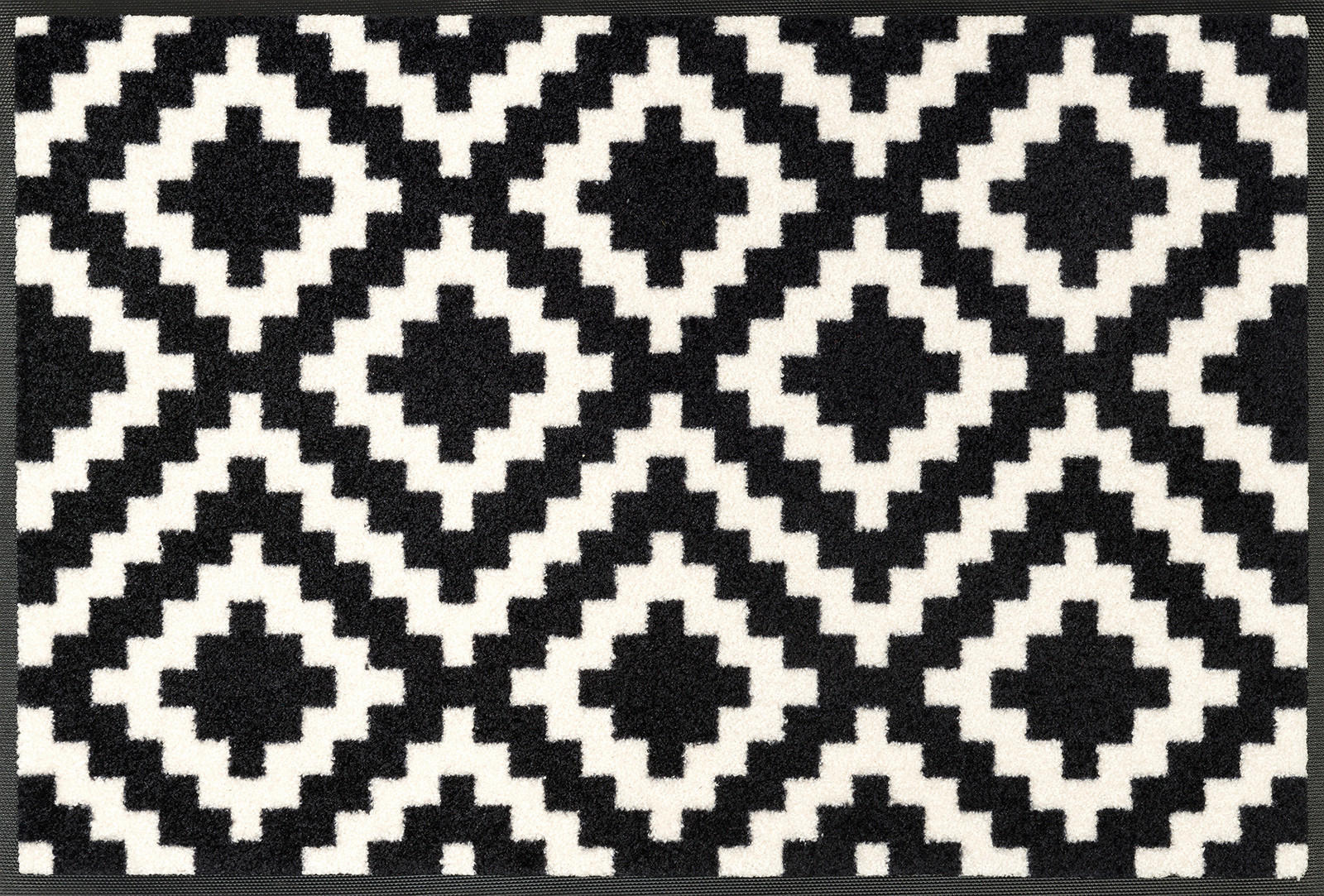 FUßMATTE 50/75 cm Kalmar  - Schwarz/Weiß, KONVENTIONELL, Kunststoff/Textil (50/75cm) - wash+dry