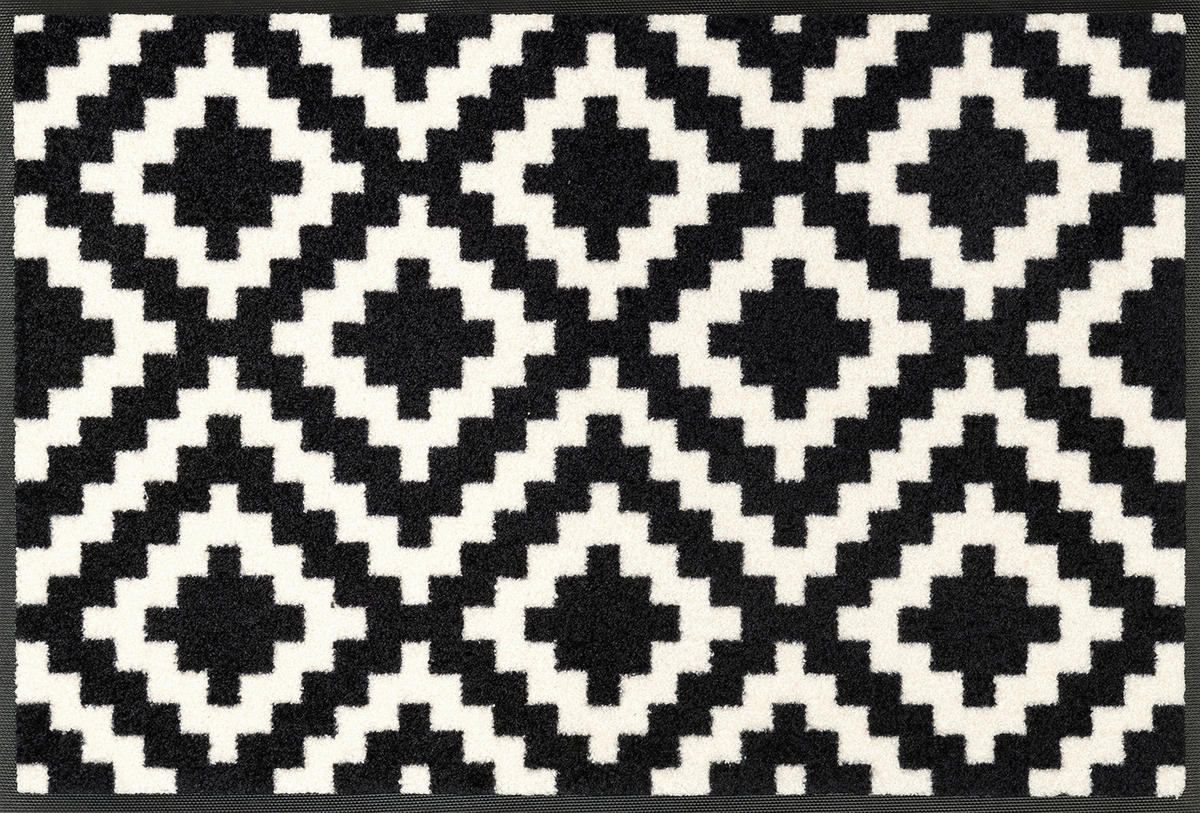 FUßMATTE  50/75 cm  Schwarz, Weiß  - Schwarz/Weiß, KONVENTIONELL, Kunststoff/Textil (50/75cm) - wash+dry