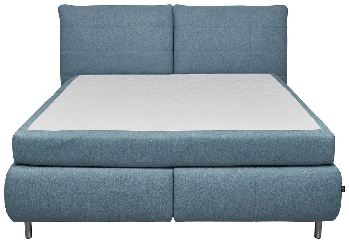 BOXSPRINGBETT 160/200 cm  in Hellblau  - Alufarben/Hellblau, KONVENTIONELL, Textil (160/200cm) - Dieter Knoll