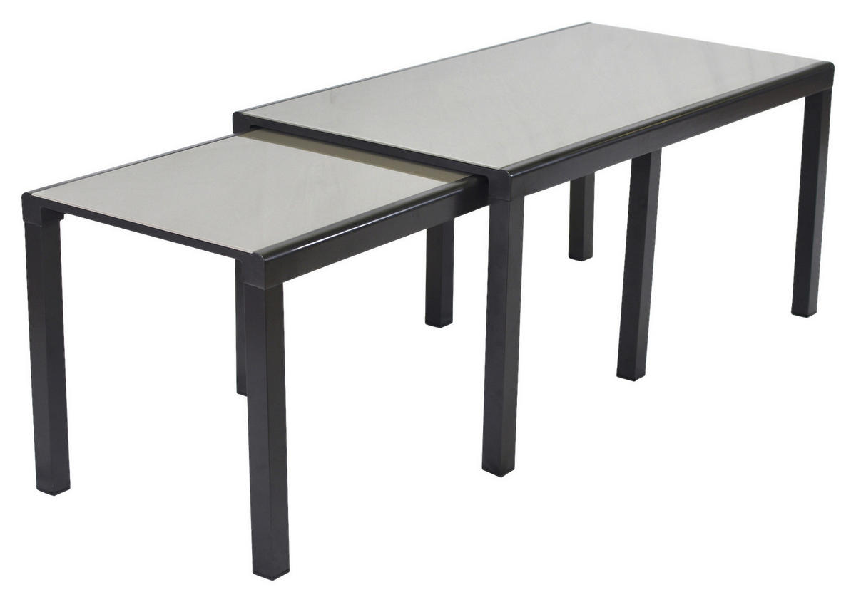 GARTENSET 7-teilig  - Graphitfarben/Grau, MODERN, Glas/Textil - Gardenson