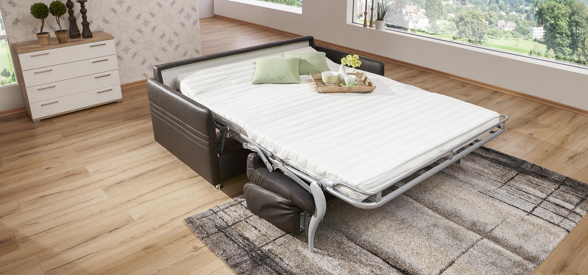 SCHLAFSOFA in Leder Braun  - Chromfarben/Braun, Design, Leder/Metall (209/84/100cm) - Bali