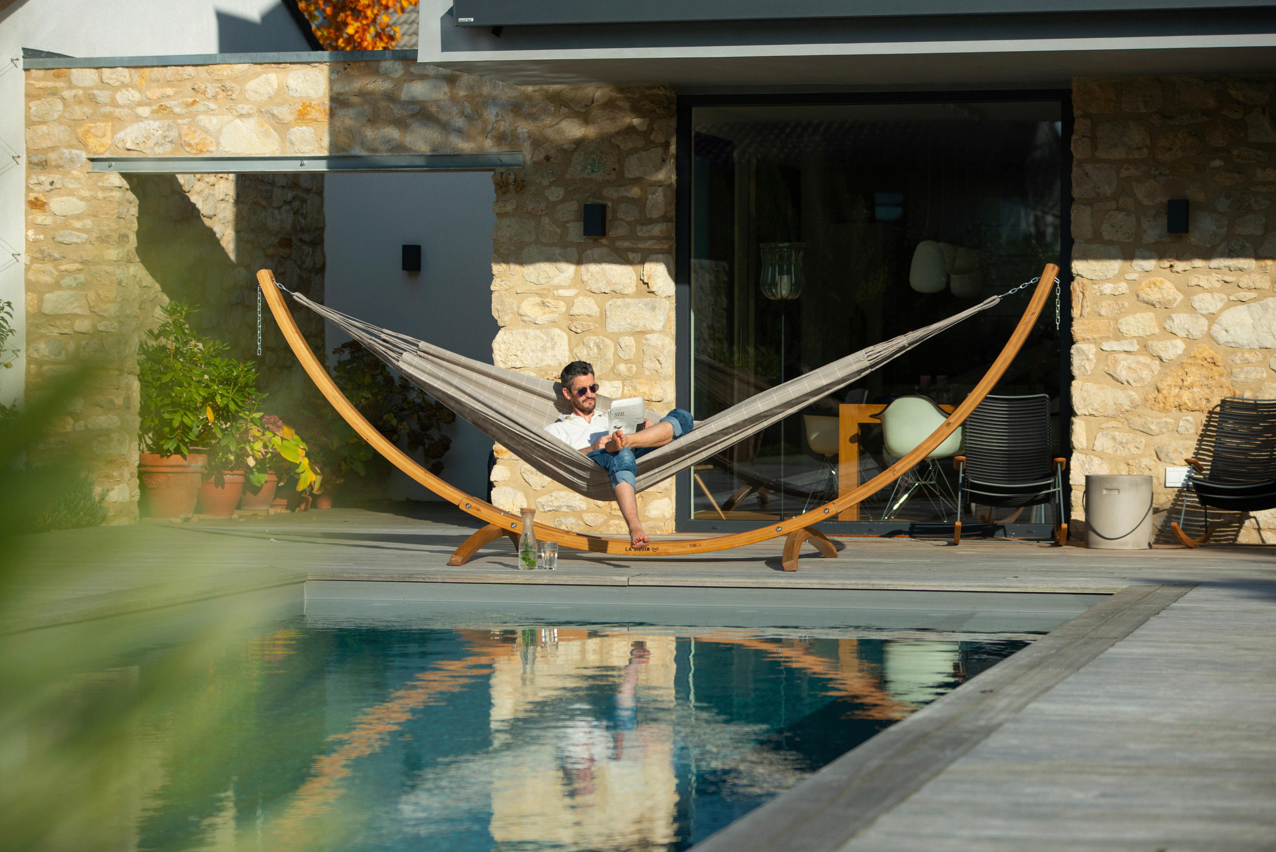 HÄNGEMATTE double outdoor  - Sandfarben, KONVENTIONELL, Textil (160/350cm) - La Siesta