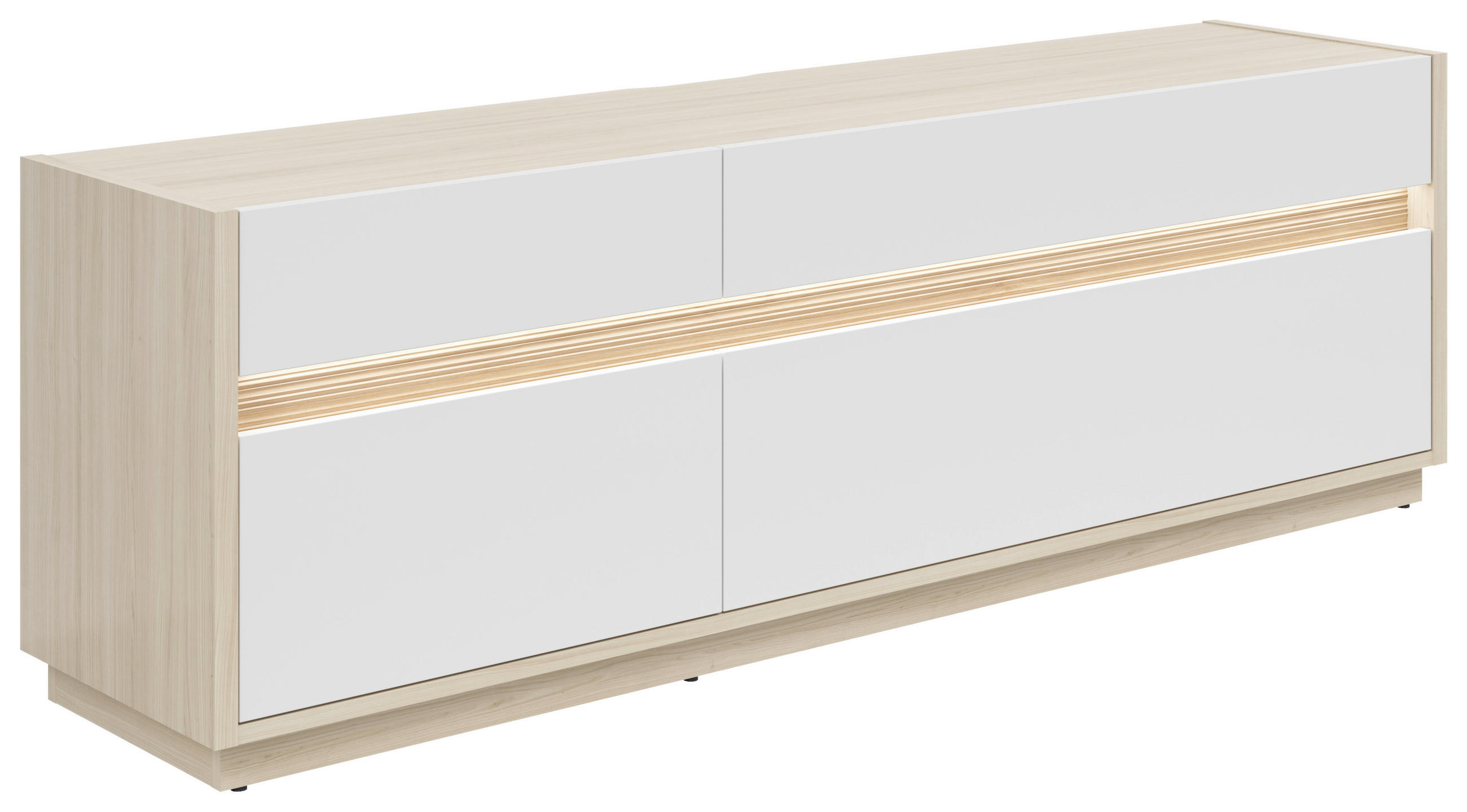 KOMODA POD TELEVIZI, bílá, barvy dubu, 173,5/58,2/42 cm - bílá/barvy dubu, Konvenční, kompozitní dřevo/plast (173,5/58,2/42cm) - Hom`in