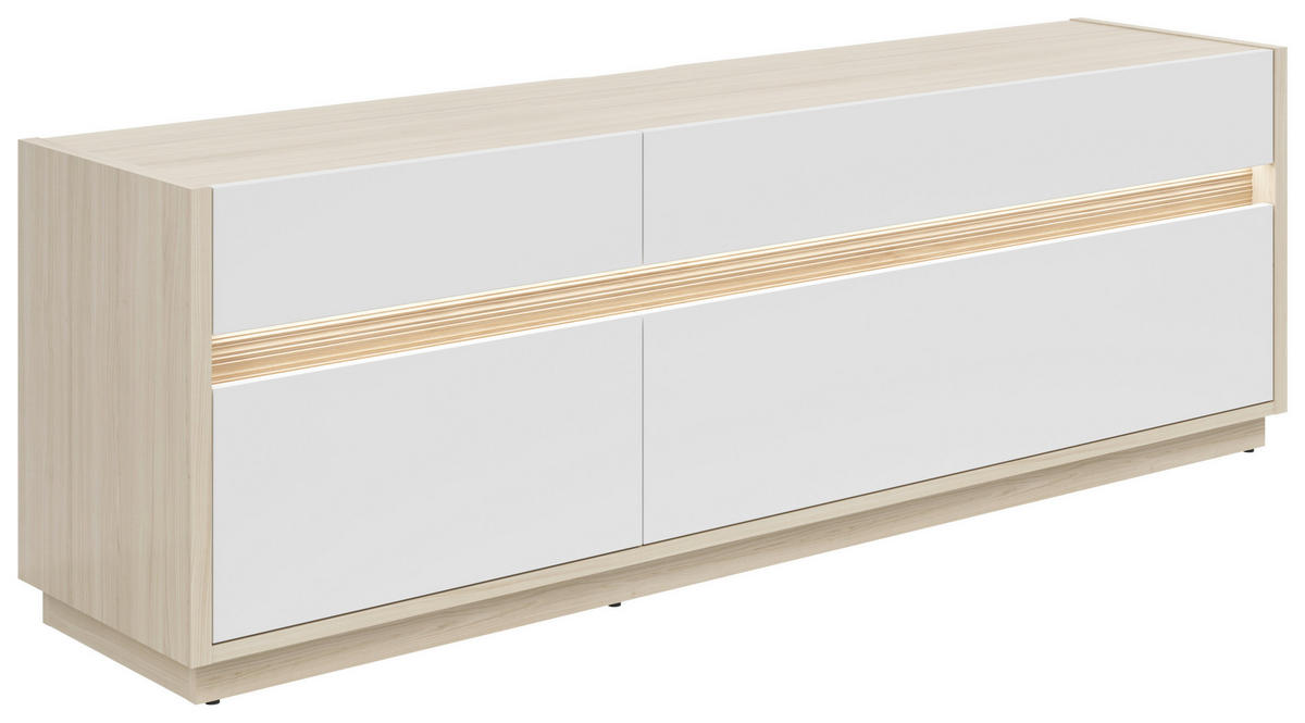 TV-ELEMENT Weiss, Eichefarben  173,5/58,2/42 cm  - Weiss/Eichefarben, Konventionell, Holzwerkstoff/Kunststoff (173,5/58,2/42cm) - Hom`in