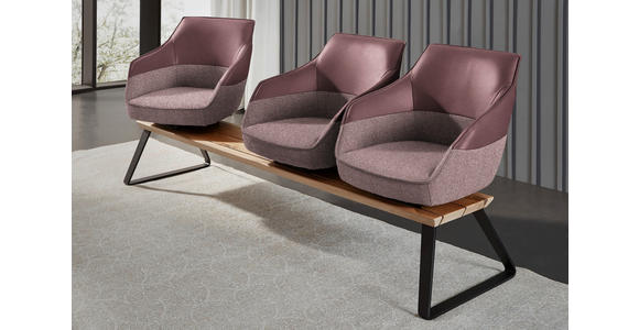 SITZBANK 210/87/67 cm in Rosa, Weiß - Beige/Schwarz, Design, Leder/Holz (210/87/67cm) - Ambiente