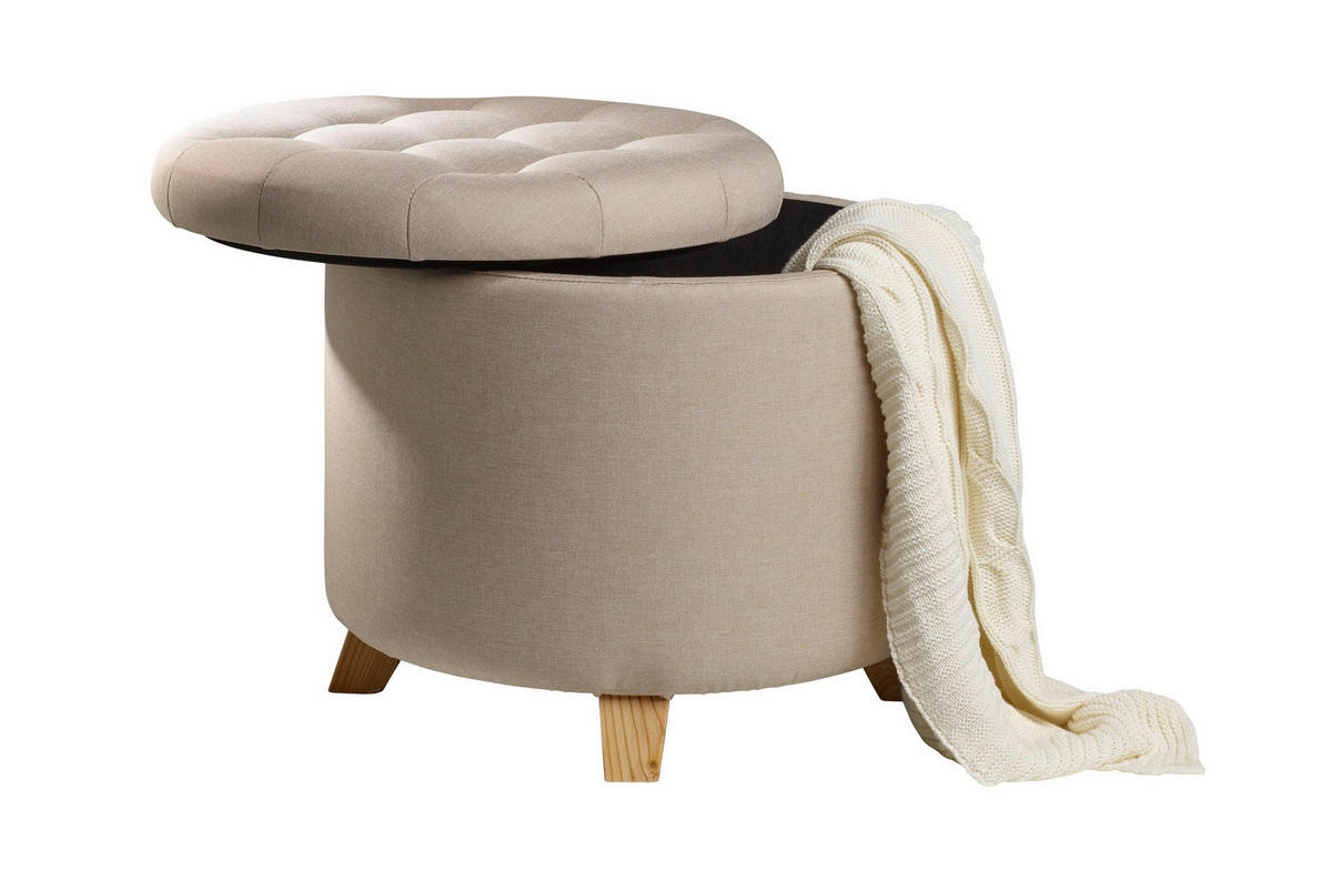 HOCKER in Textil Creme  - Creme, Design, Holz/Textil (45/41/45cm) - Echtwerk