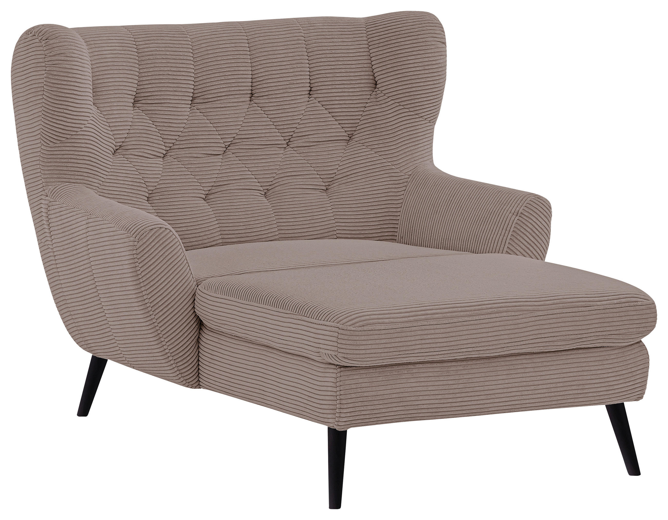 XXL-SESSEL Cord Taupe    - Taupe/Schwarz, Design, Holz/Textil (120/101/165cm) - Stylife