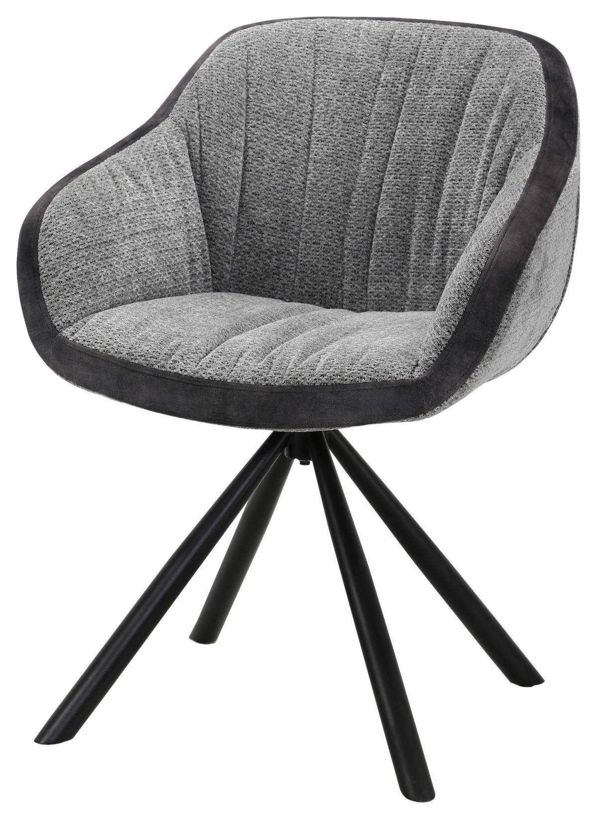 ARMLEHNSTUHL  in Eisen Chenille, Samt  - Dunkelgrau/Schwarz, Design, Textil/Metall (62/85/62cm) - Hom`in