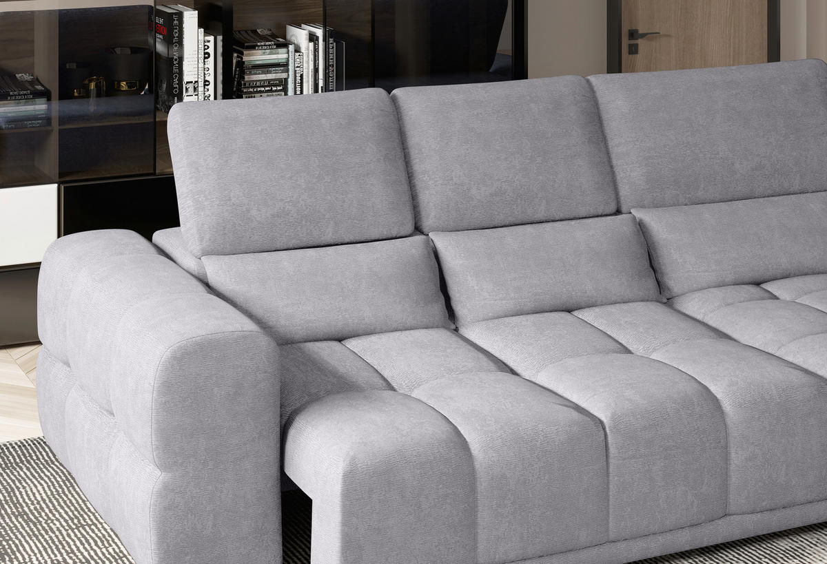 HÖRNSOFFA i chenille grå  - svart/grå, Klassisk, textil/plast (290/203cm) - MID.YOU