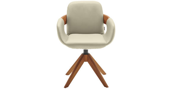 ARMLEHNSTUHL  Lederauswahl, Stoffauswahl, Typenauswahl, Sitzfläche 360° drehbar, automatische Rückholfunktion  Echtleder  - Eichefarben/Cognac, Natur, Leder/Holz (60/86/60cm) - Valnatura