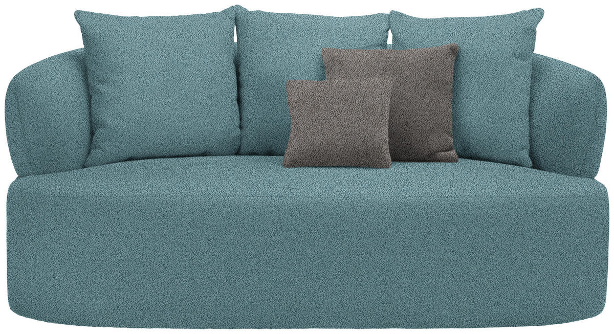 2-SITZER-SOFA  in Plüsch Petrol  - Petrol/Schwarz, MODERN, Kunststoff/Textil (177/86/105cm) - Hom`in