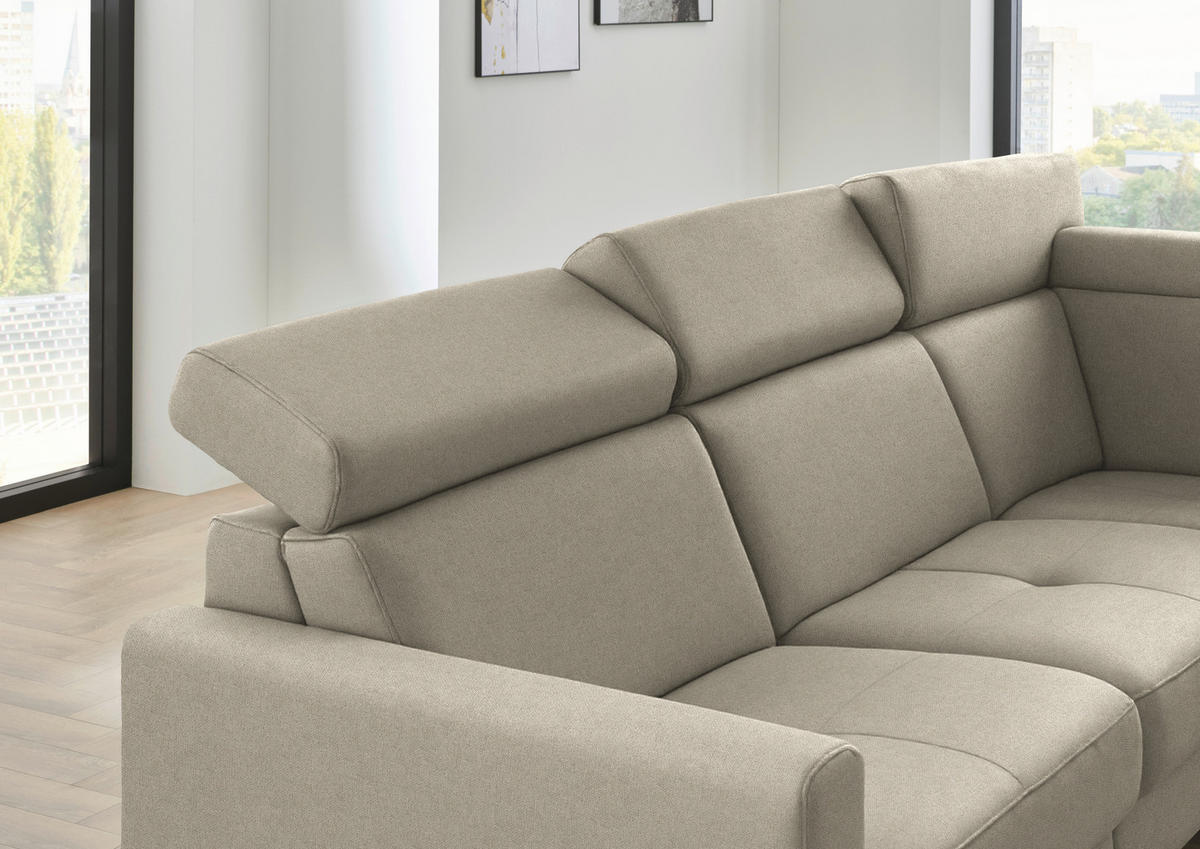ECKSOFA Flachgewebe Sahara  - Schwarz/Sahara, Konventionell, Textil/Metall (276/214cm) - Beldomo System