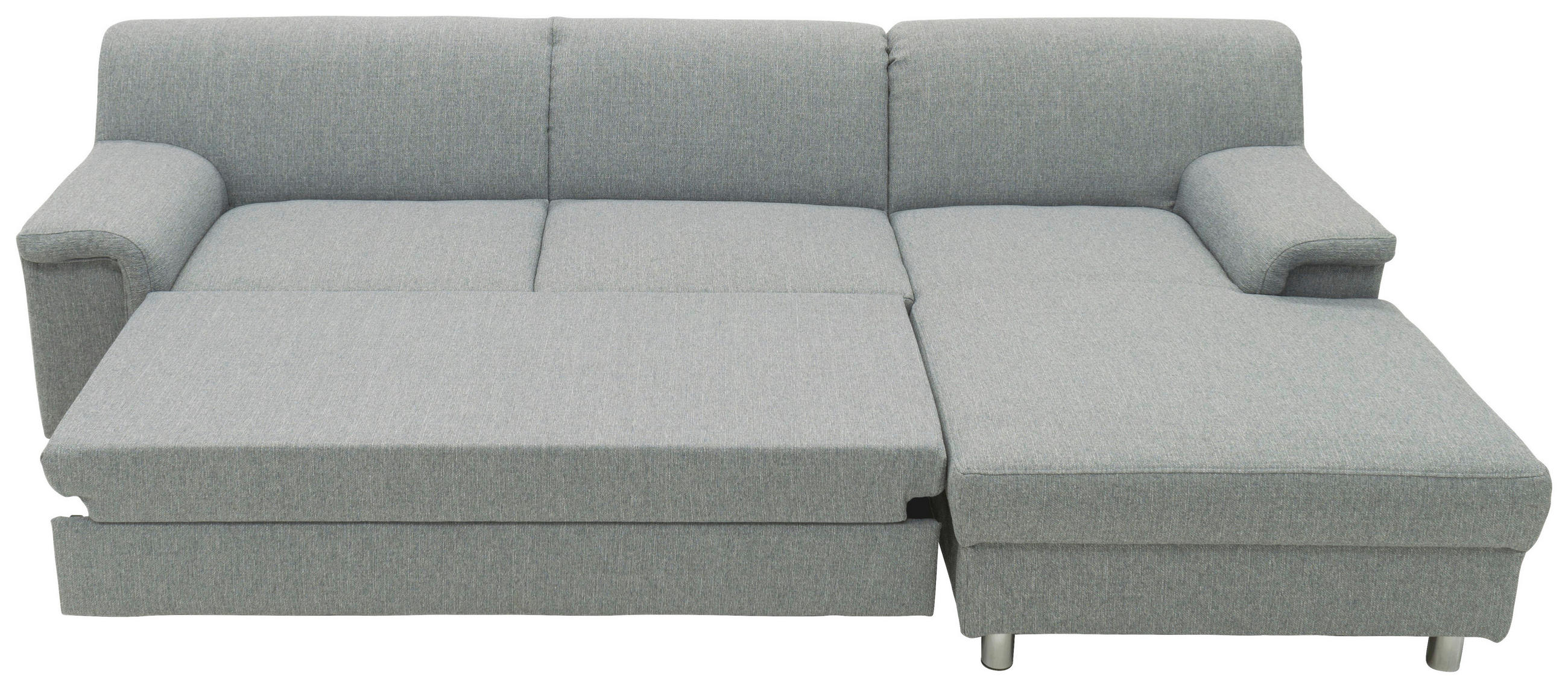 Ecksofa Silberfarben Webstoff - Chromfarben/Silberfarben, KONVENTIONELL, Textil/Metall (251/150cm)