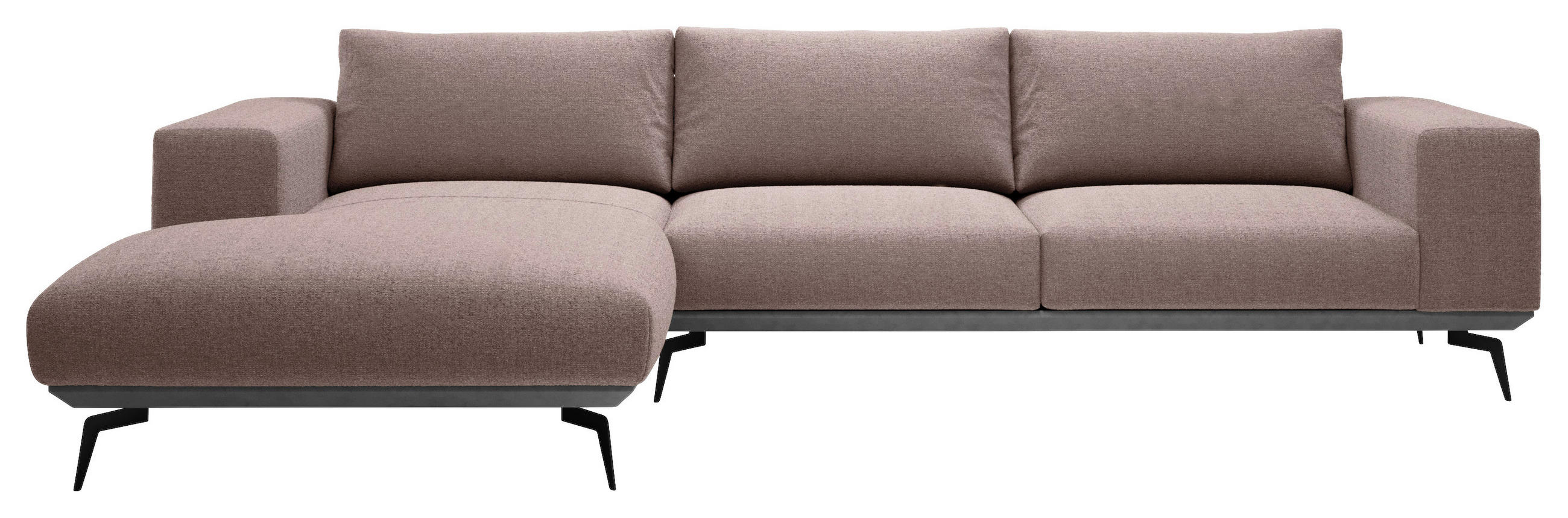 ECKSOFA Bordeaux Chenille  - Bordeaux/Schwarz, Design, Holz/Textil (180/330cm) - MID.YOU