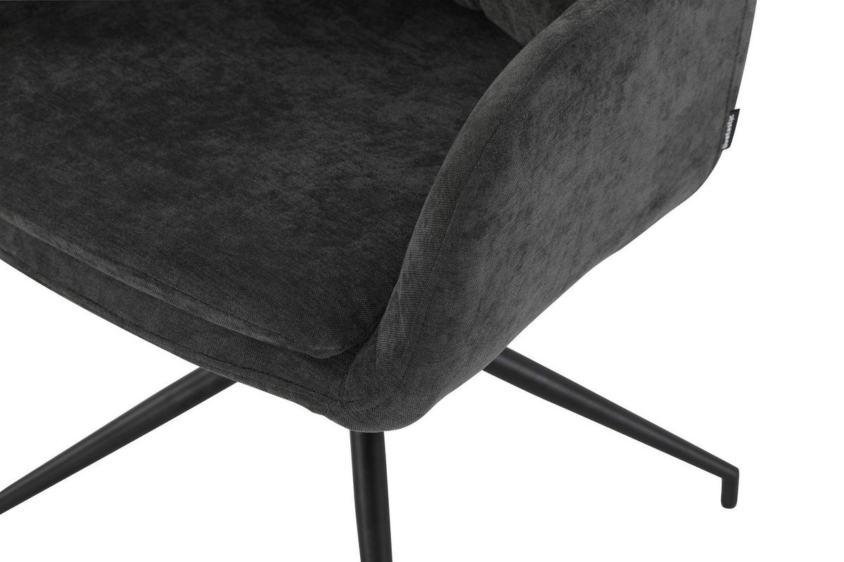 ARMLEHNSTUHL  Sitzfläche 180° drehbar, automatische Rückholfunktion Chenille  Schwarz, Dunkelgrau  - Dunkelgrau/Schwarz, MODERN, Textil/Metall (57.5/82/65cm) - Livetastic