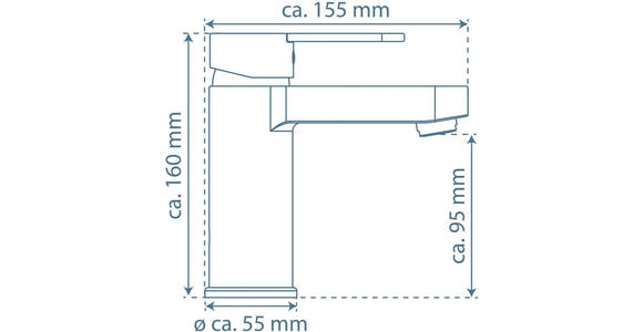 WASCHTISCHARMATUR 5,5/15,9/15,7 cm  - Graphitfarben, Basics, Metall (5,5/15,9/15,7cm) - Xora