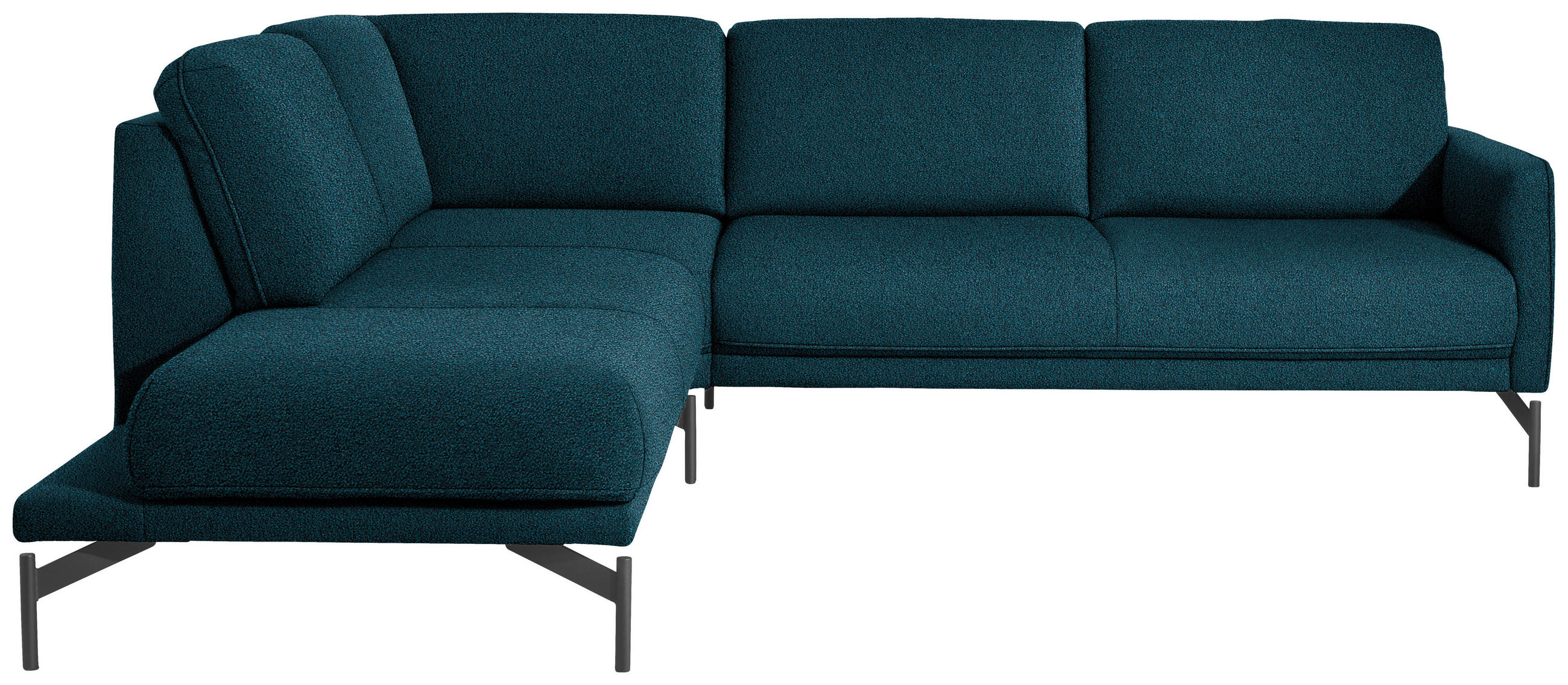 ECKSOFA in Flachgewebe, Struktur Petrol  230/254 cm  - Anthrazit/Petrol, Design, Textil/Metall (230/254cm) - Johann Jakob