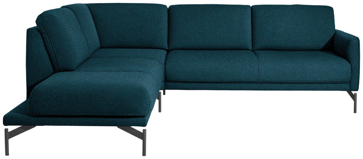 ECKSOFA in Flachgewebe, Struktur Petrol  230/254 cm  - Anthrazit/Petrol, Design, Textil/Metall (230/254cm) - Johann Jakob