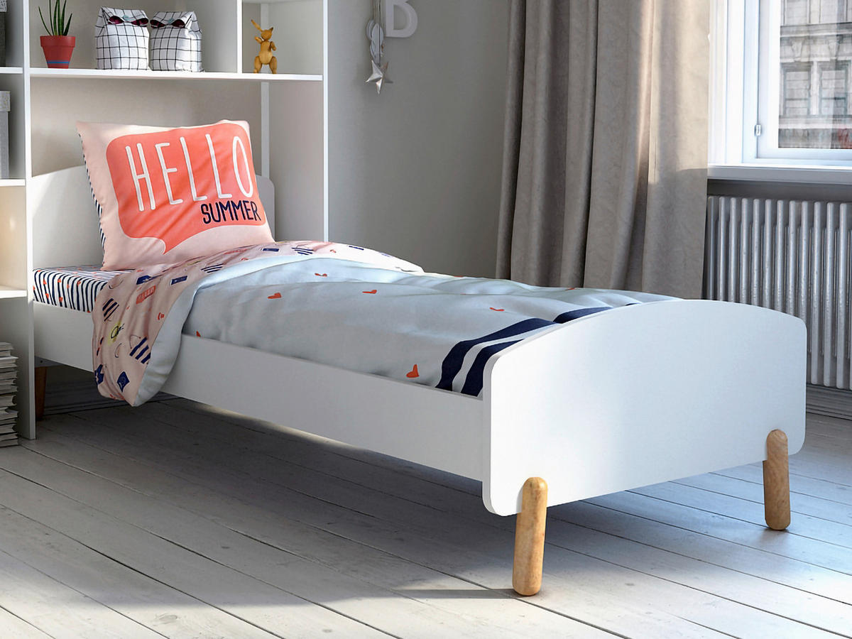 BETT 90/200 cm  in Naturfarben, Weiß  - Weiß/Naturfarben, Design, Holz (90/200cm) - Livetastic