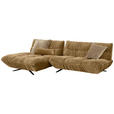 ECKSOFA Beigebraun Chenille Rücken echt, Sitztiefenverstellung  - Beigebraun/Schwarz, Design, Textil/Metall (178/295cm) - Belluti