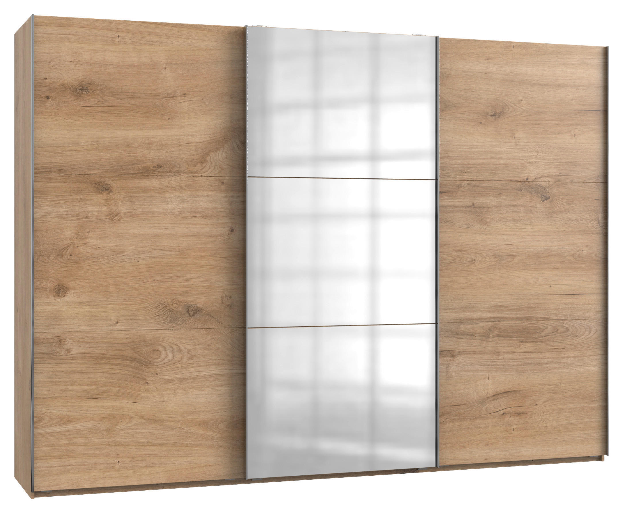 DULAP CU UȘI CULISANTE in culoare lemn stejar - culoare lemn stejar/culoare crom, Basics, metal/material pe bază de lemn (300/216/65cm) - Hom`in