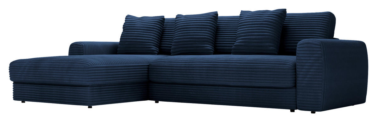 ECKSOFA in Cord Dunkelblau  182/302 cm  - Schwarz/Dunkelblau, MODERN, Kunststoff/Textil (182/302cm) - Carryhome