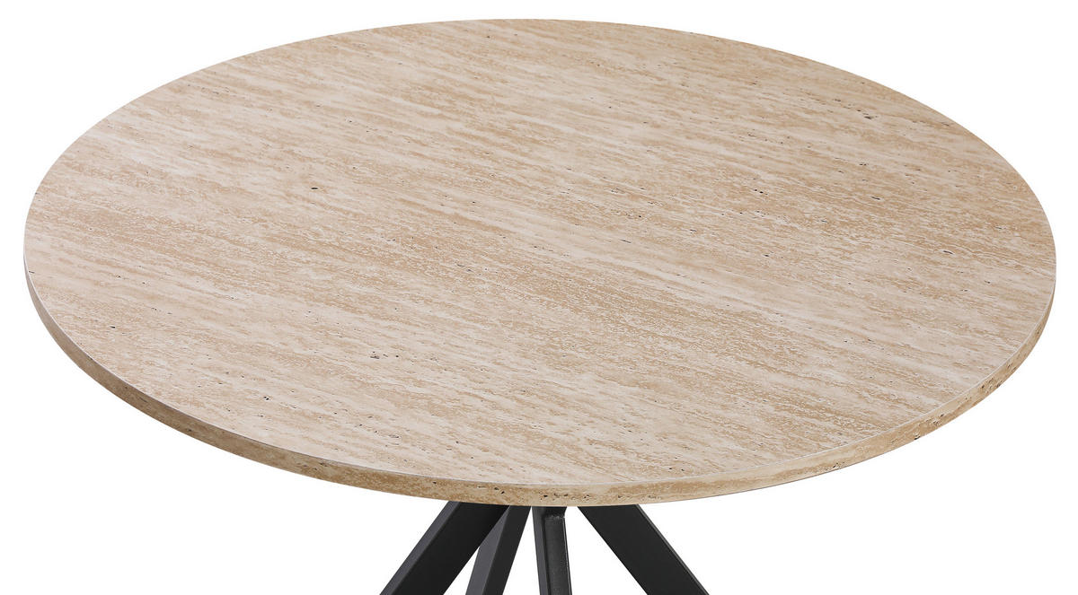 ESSTISCH 80/80/76 cm Nachbildung  Metall, Holzwerkstoff rund Schwarz, Beige  - Beige/Schwarz, Design, Holzwerkstoff/Metall (80/80/76cm) - Milino