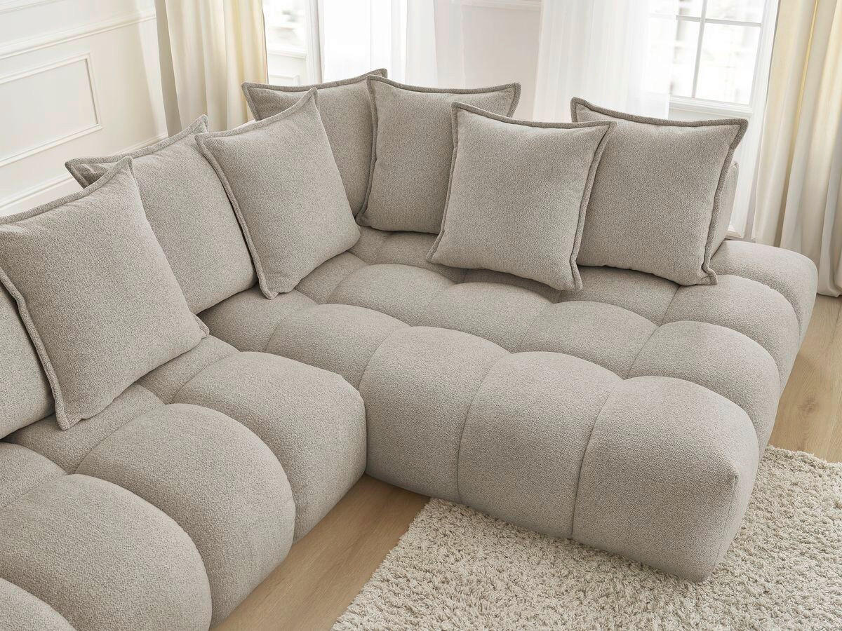 ECKSOFA Ottomane rechts  EVEREST Taupe Flachgewebe  - Taupe/Schwarz, MODERN, Kunststoff/Textil (352/210cm) - Livetastic