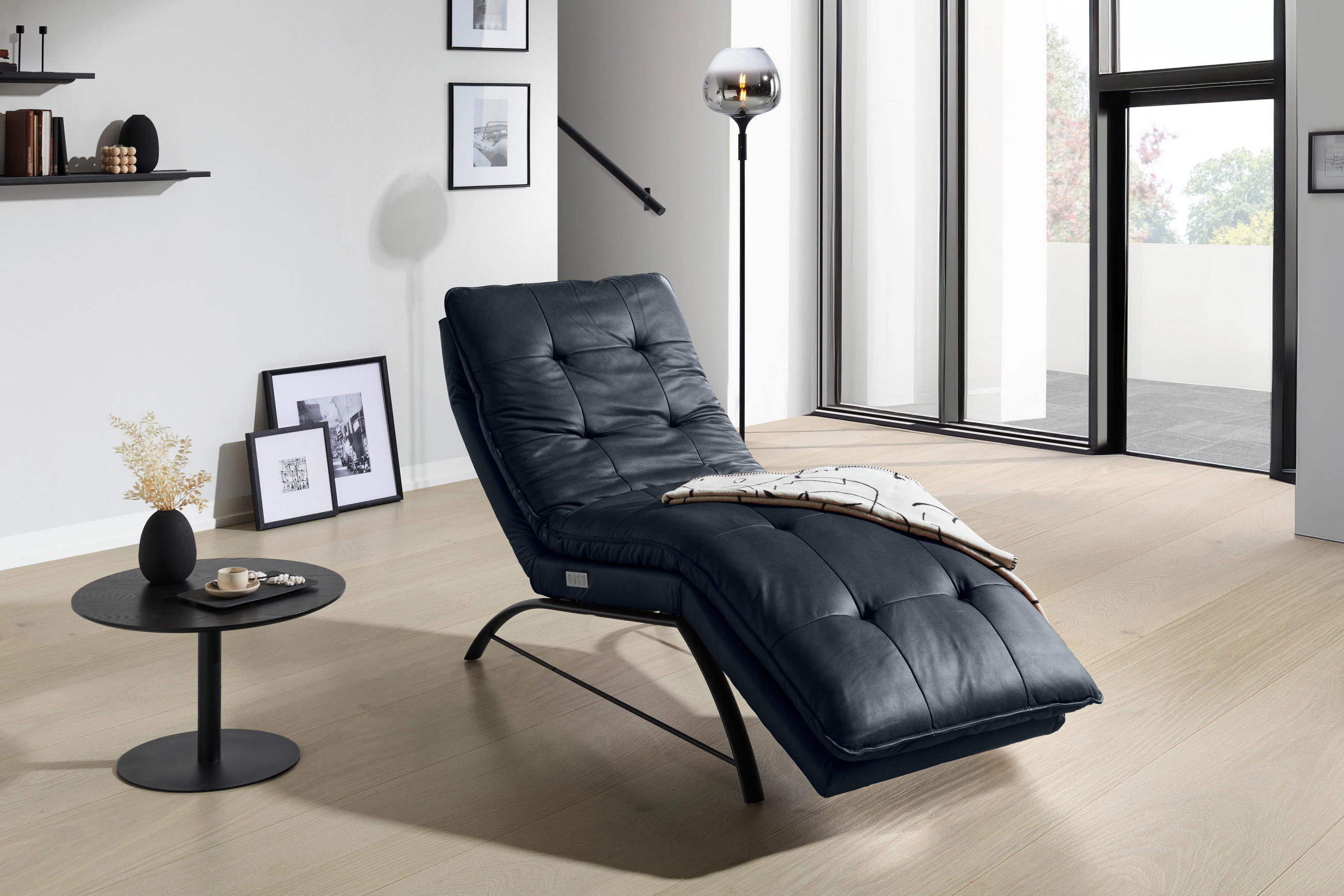 LIEGE in Echtleder Dunkelblau  - Schwarz/Dunkelblau, Design, Leder/Metall (75/110/190cm) - Chilliano