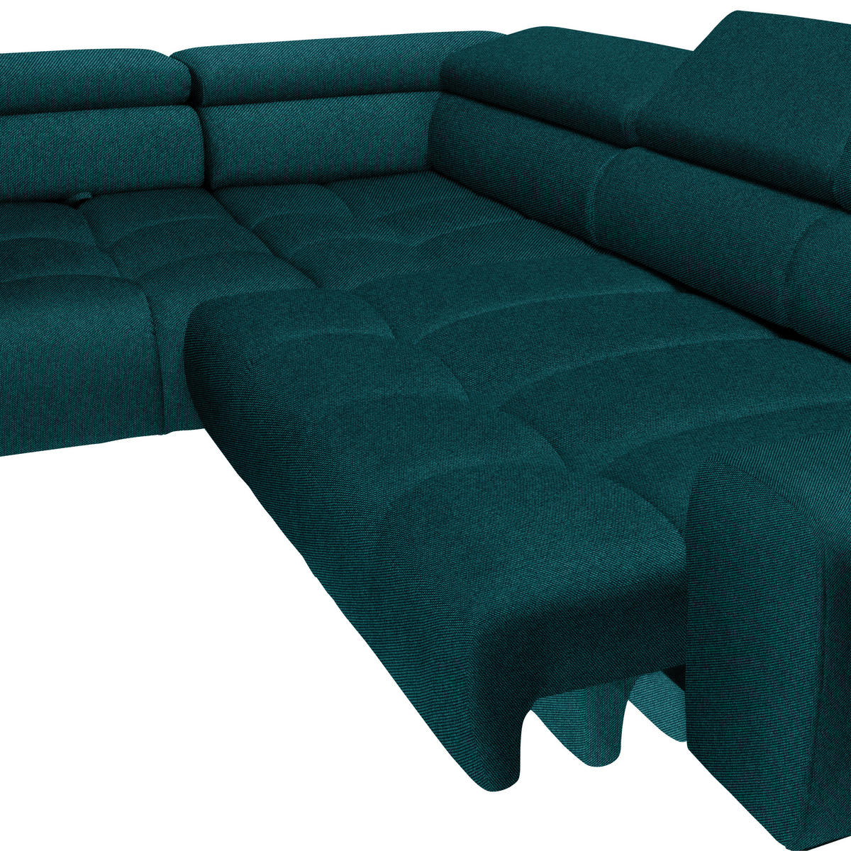 ECKSOFA in Webstoff Petrol  - Petrol/Schwarz, Design, Textil/Metall (216/300cm) - Welnova