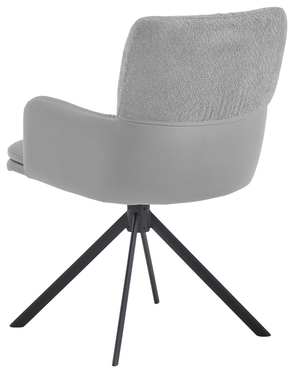 ARMLEHNSTUHL  Typenauswahl, Sitzfläche 360° drehbar, inklusive Armlehnen, Gestellauswahl, automatische Rückholfunktion Chenille, Mikrofaser  - Hellgrau/Schwarz, Design, Textil/Metall (61/86/63cm) - Valdera