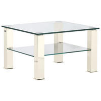 COUCHTISCH in Metall, Glas 75/75/42,5 cm  - Creme/Weiß, Design, Glas/Kunststoff (75/75/42,5cm)