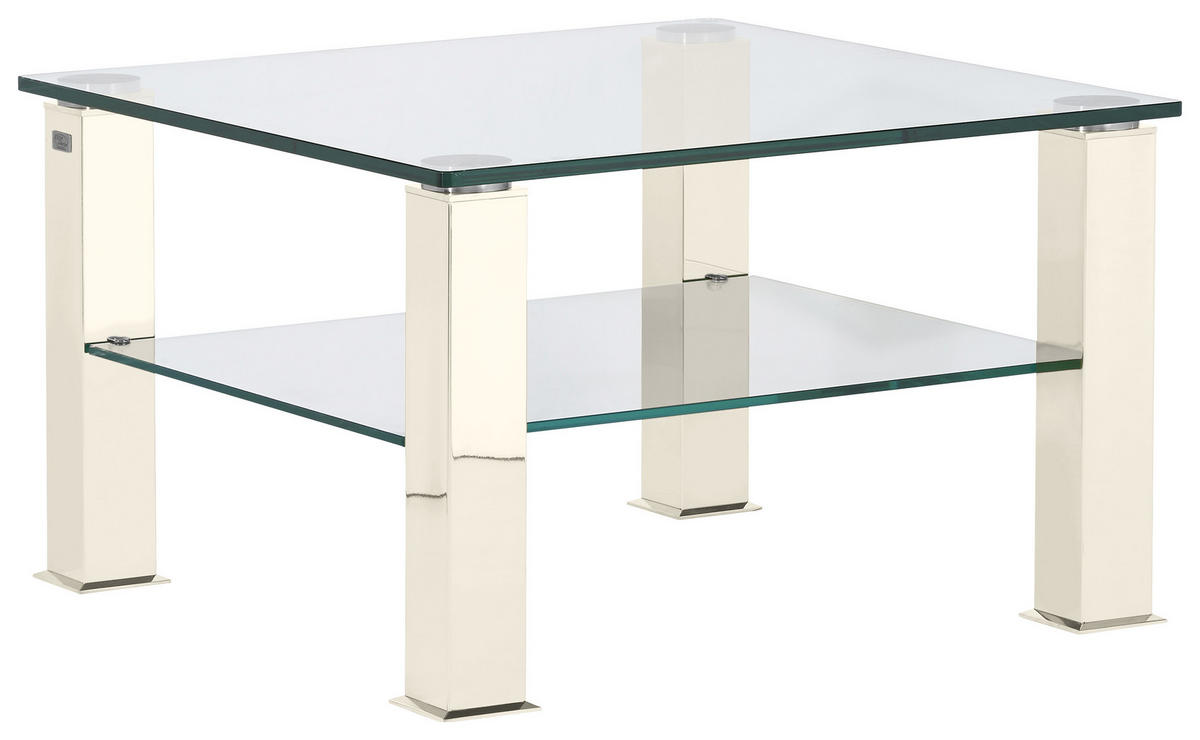 COUCHTISCH in Metall, Glas 75/75/42,5 cm  - Creme/Weiß, Design, Glas/Kunststoff (75/75/42,5cm)