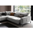 ECKSOFA Grau Cord Rücken echt, Kopfteilverstellung, Sitzvorzug  - Schwarz/Grau, KONVENTIONELL, Textil/Metall (219/311cm) - Hom`in